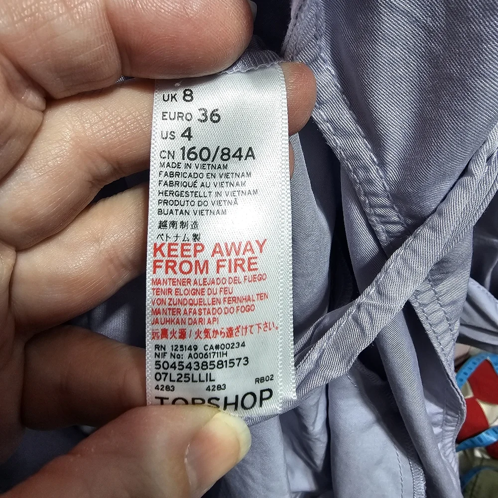 Topshop Women's Long Sleeve Waist Tie Jacket Light Purple 100% Lyocell Size US 4 - Picture 10 of 12